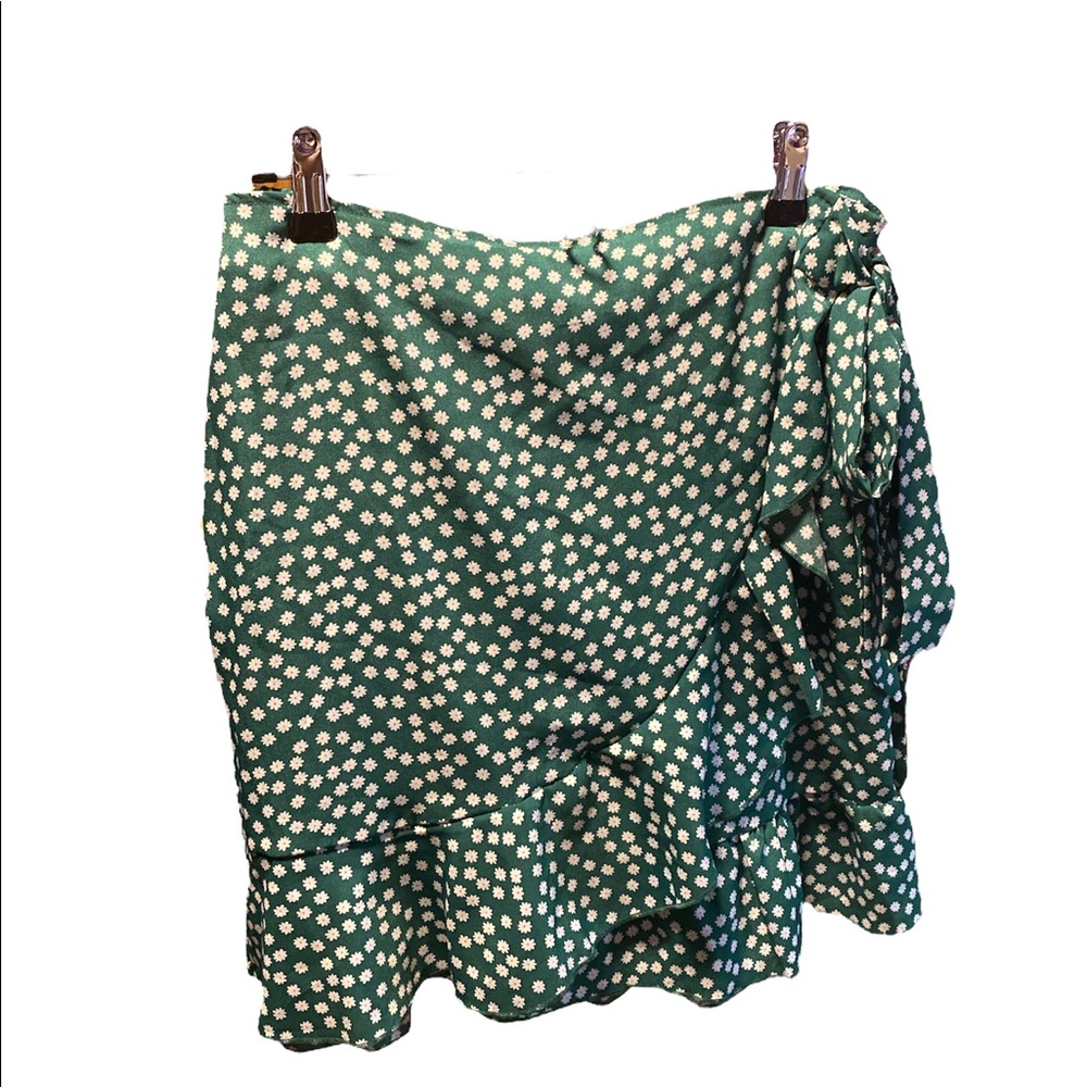 Green floral skirt